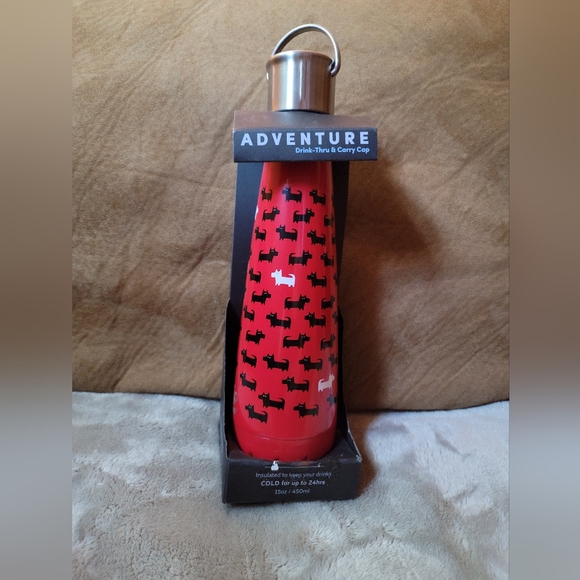 NIB. Sip by swell drinking bottle. Red with dog print. - Picture 2 of 3